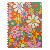 Retro Garden Groovy 60er 70er Floral Pattern Notizblock (Vorderseite)