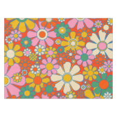 Retro Garden Groovy 60er 70er Floral Pattern Tischdecke (Vorderseite (Horizontal))