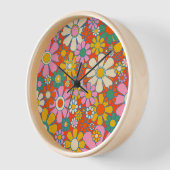 Retro Garden Groovy 60er 70er Floral Pattern Uhr (Winkel)
