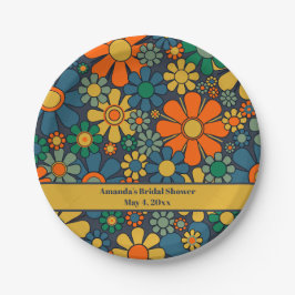 Retro Garden Groovy Floral 60er 70er Brautparty Pappteller