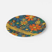 Retro Garden Groovy Floral 60er 70er Brautparty Pappteller (Schrägansicht)