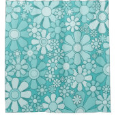 Retro Garden Groovy Floral 60er 70er Pattern Aqua Duschvorhang (Vorderseite)