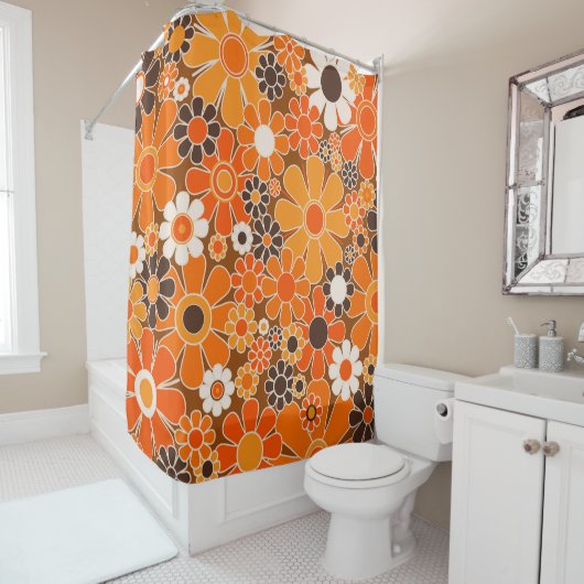 Retro Garden Groovy Floral 60er 70er Pattern Duschvorhang (Beispiel)
