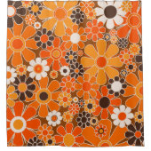 Retro Garden Groovy Floral 60er 70er Pattern Duschvorhang (Vorderseite)