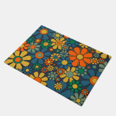 Retro Garden Groovy Floral 60er 70er Pattern Fußmatte (Schrägansicht)