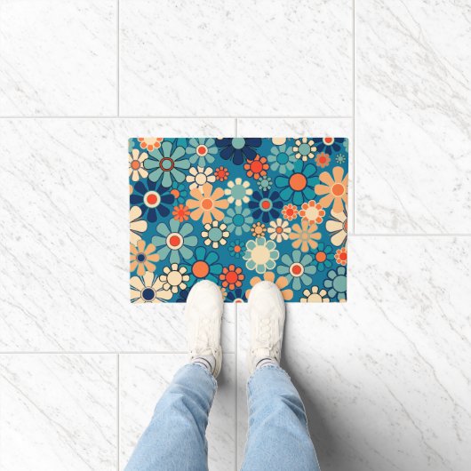 Retro Garden Groovy Floral 60er 70er Pattern Fußmatte (Indoor)