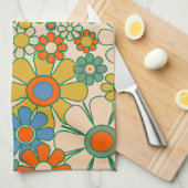 Retro Garden Groovy Floral 60er 70er Pattern Geschirrtuch (Viertel Falte)