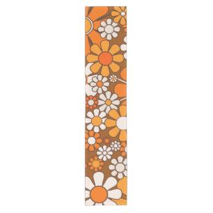 Retro Garden Groovy Floral 60er 70er Pattern Kurzer Tischläufer