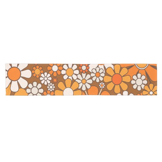 Retro Garden Groovy Floral 60er 70er Pattern Kurzer Tischläufer (Horizontal)