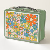 Retro Garden Groovy Floral 60er 70er Pattern Metall Brotdose (Vorderseite)