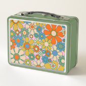 Retro Garden Groovy Floral 60er 70er Pattern Metall Brotdose (Rückseite)