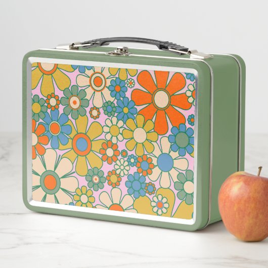 Retro Garden Groovy Floral 60er 70er Pattern Metall Brotdose (Beispiel)