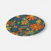 Retro Garden Groovy Floral 60er 70er Pattern Pappteller (Schrägansicht)