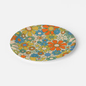 Retro Garden Groovy Floral 60er 70er Pattern Pappteller (Schrägansicht)