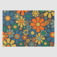 Retro Garden Groovy Floral 60er 70er Pattern