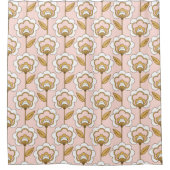 Retro Garden Pink Floral Muster Duschvorhang (Vorderseite)