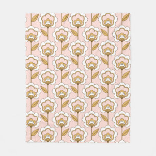 Retro Garden Pink Floral Muster Fleecedecke