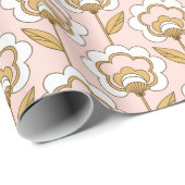 Retro Garden Pink Floral Muster Geschenkpapier (Rolleneckpunkt)