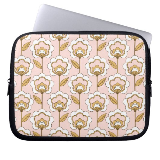 Retro Garden Pink Floral Muster Laptopschutzhülle (Vorderseite)