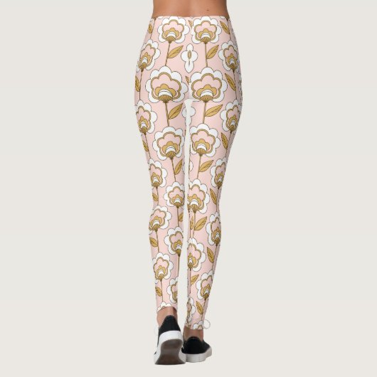 Retro Garden Pink Floral Muster Leggings (Rückseite)