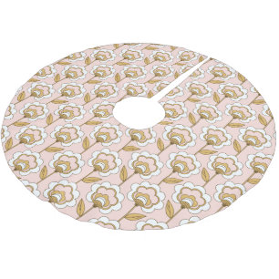 Retro Garden Pink Floral Muster Polyester Weihnachtsbaumdecke