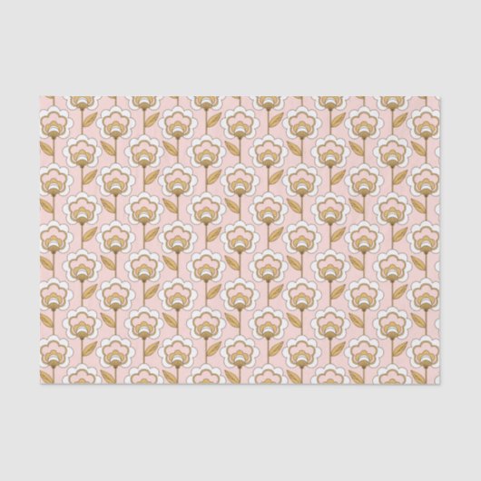 Retro Garden Pink Floral Muster Seidenpapier (Vorderseite)