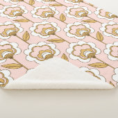 Retro Garden Pink Floral Muster Sherpadecke (3/4)