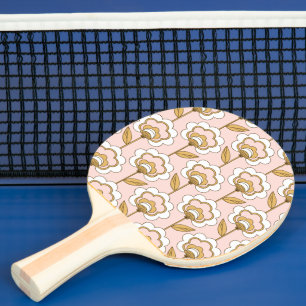 Retro Garden Pink Floral Muster Tischtennis Schläger