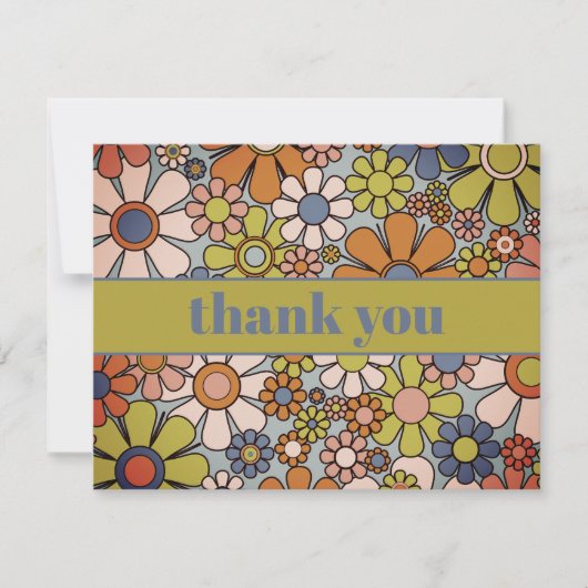Retro Garden Vintag 60er 70er Ästhetische Blume Dankeskarte (Vorderseite)