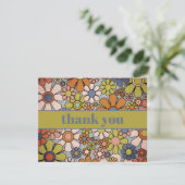 Retro Garden Vintag 60er 70er Ästhetische Blume Dankeskarte (Stehend Vorderseite)