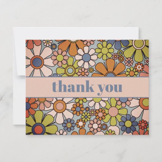 Retro Garden Vintag 60er 70er Ästhetische Blume Dankeskarte (Vorderseite)