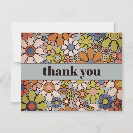 Retro Garden Vintag 60er 70er Ästhetische Blume Dankeskarte (Vorderseite)