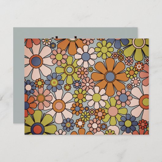 Retro Garden Vintag 60er 70er Ästhetische Blume Dankeskarte (Vorne/Hinten)