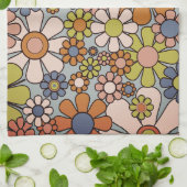 Retro Garden Vintag 60er 70er Ästhetische Blume Geschirrtuch (Gefaltet)