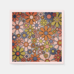 Retro Garden Vintag 60er 70er Ästhetische Blume Serviette