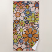 Retro Garden Vintag 60er 70er Ästhetische Blume Strandtuch (Vorderseite)
