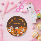 Retro Garden Vintag 70er Personalisiert Floral Pappteller (Party)