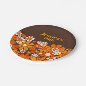 Retro Garden Vintag 70er Personalisiert Geburtstag Pappteller (Schrägansicht)