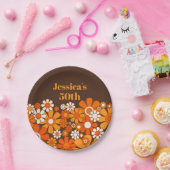 Retro Garden Vintagen 1970er Personalisiert Geburt Pappteller (Party)