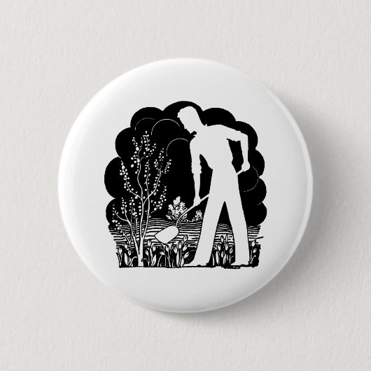 Retro Gardener Silhouette Button (Vorderseite)