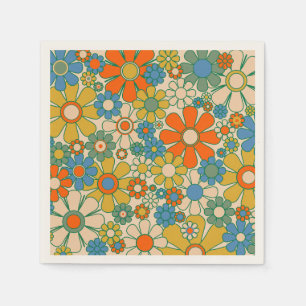 Retro-Garten-Blumenmuster 60er 70er Jahre Serviette