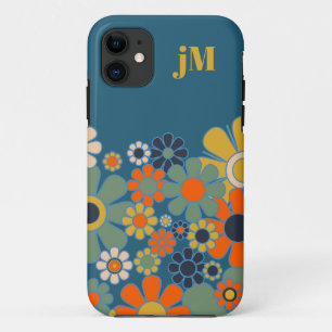 Retro-Garten-Blumenmuster mit Initialen Case-Mate iPhone Hülle