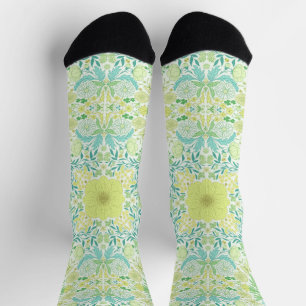 Retro-Gartenblumen in Grün und Gelb Socken