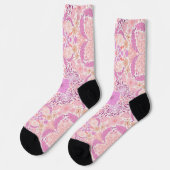Retro-Gartenblumen in Rosa Socken (Linkes Detail)
