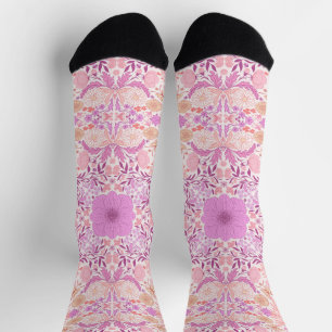 Retro-Gartenblumen in Rosa Socken