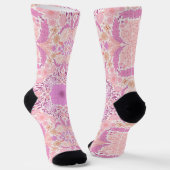 Retro-Gartenblumen in Rosa Socken (Gewinkelt)