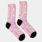 Retro-Gartenblumen in Rosa Socken (Rechts)