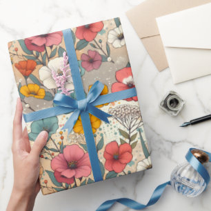 Retro-Gartenblüte Geschenkpapier