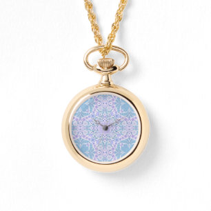 Retro Gartenfloralen in Blau und Violett Armbanduhr