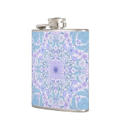 Retro Gartenfloralen in Blau und Violett Flachmann (Links)